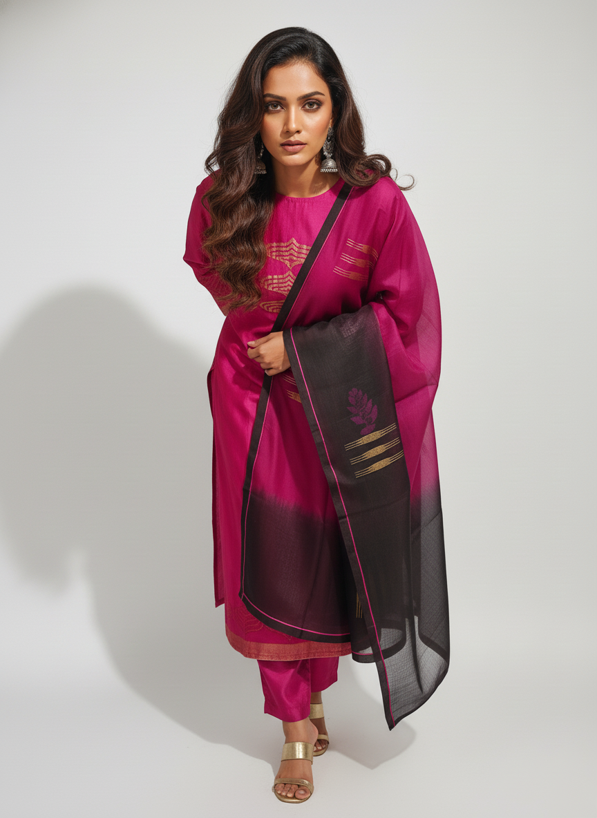 Semi Stitched Formal chanderi Suitset