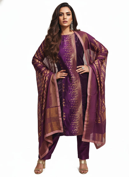 Semi Stitched Formal velvet Suitset