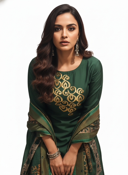 Semi Stitched Formal chanderi Suitset