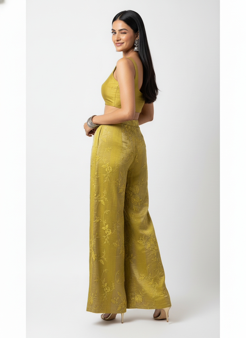Formal chanderi Embroidered Palazzo pant
