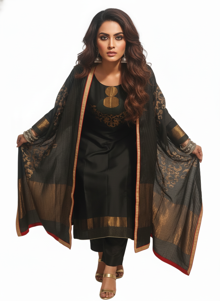 Semi Stitched Formal chanderi Suitset