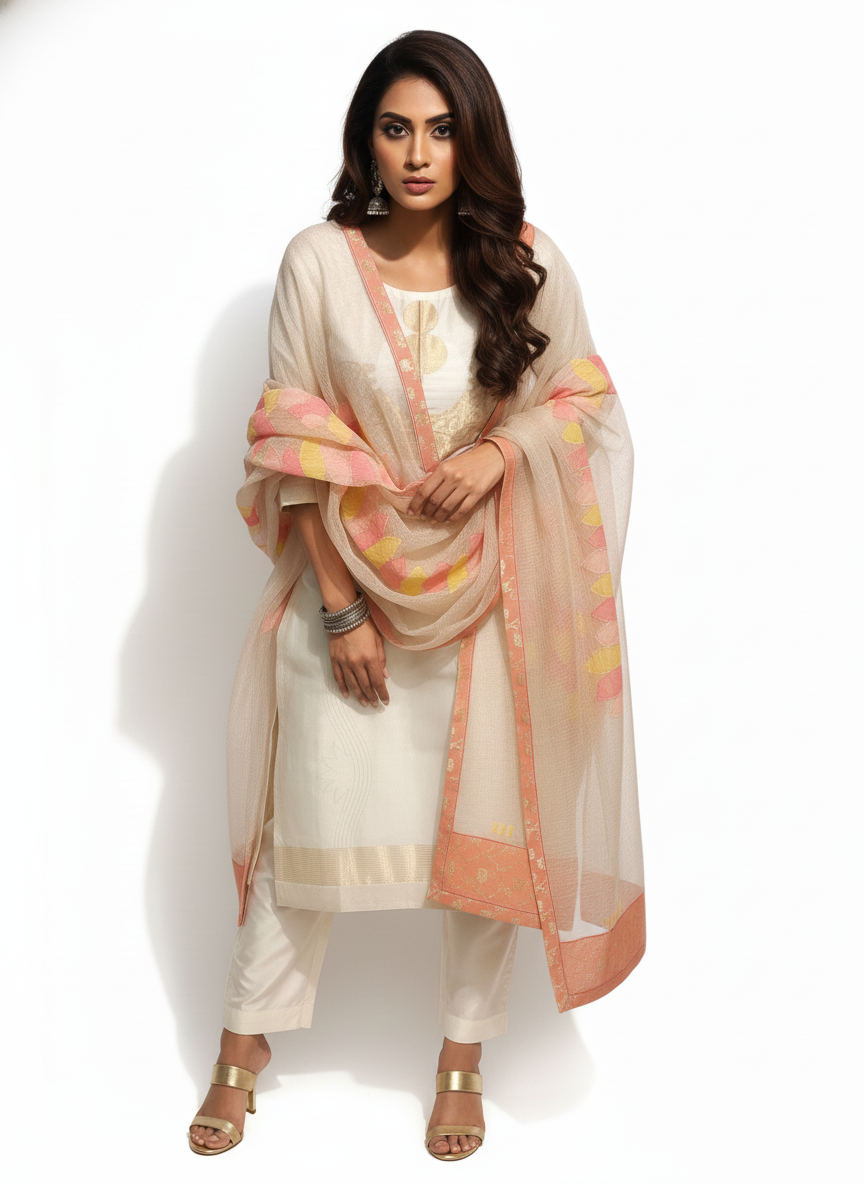 Semi Stitched Formal chanderi Suitset