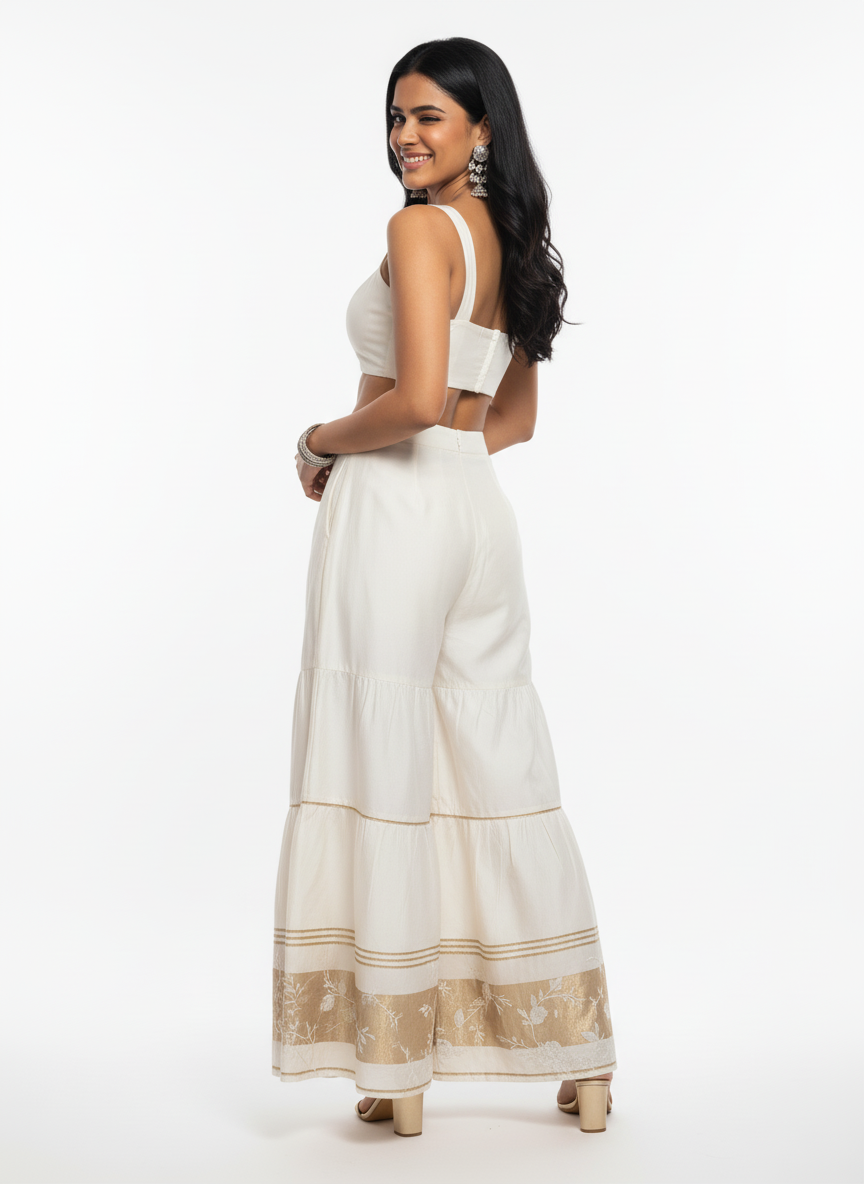 Formal chanderi Embroidered Palazzo pant