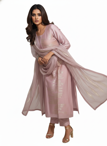 Semi Stitched Formal chanderi Suitset