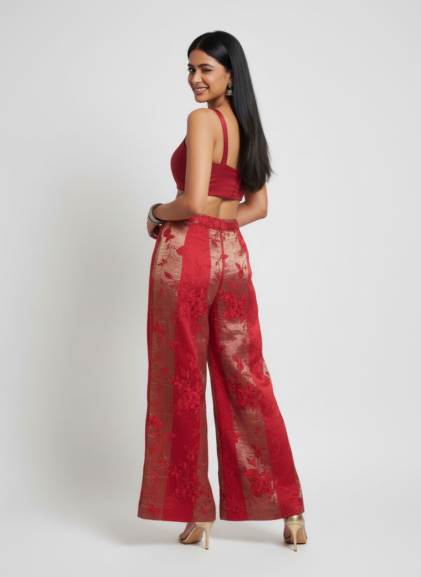 Formal chanderi Embroidered Palazzo pant