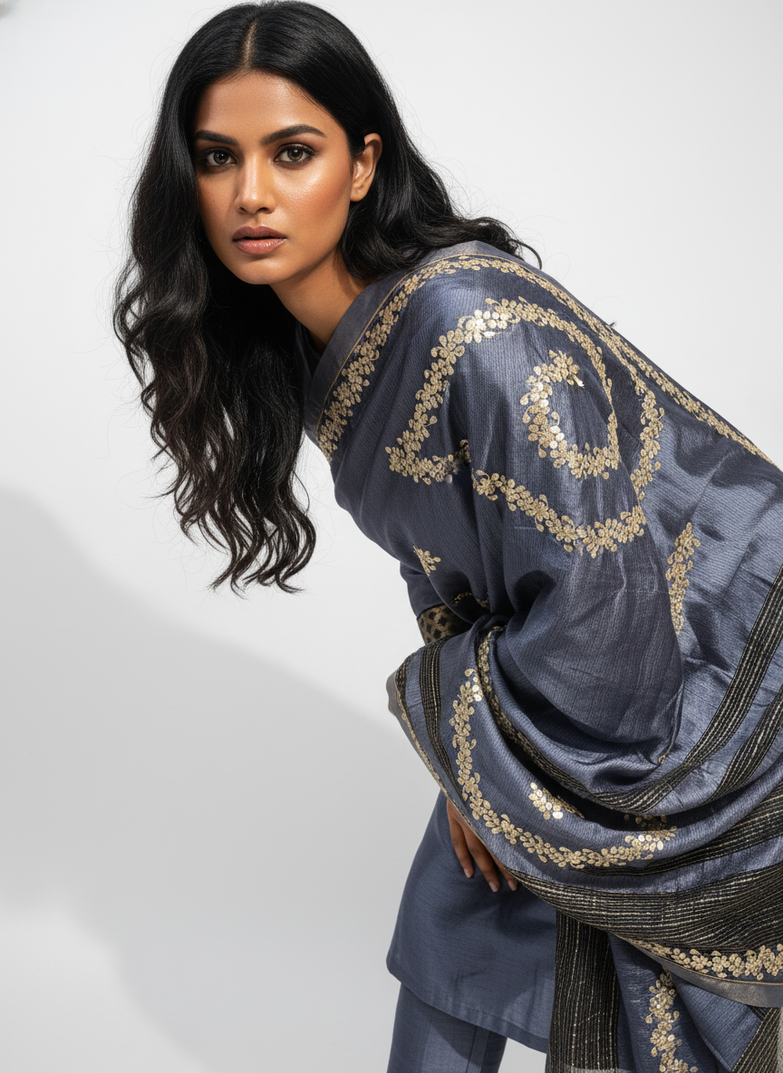 Formal silk gota embroidery Dupatta