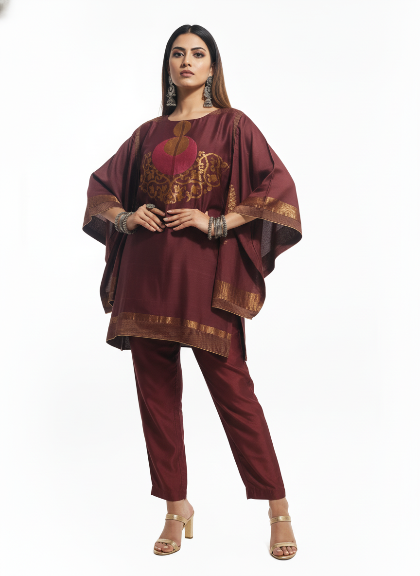 Semi Stitched Chanderi Zariwoven Short Tunic