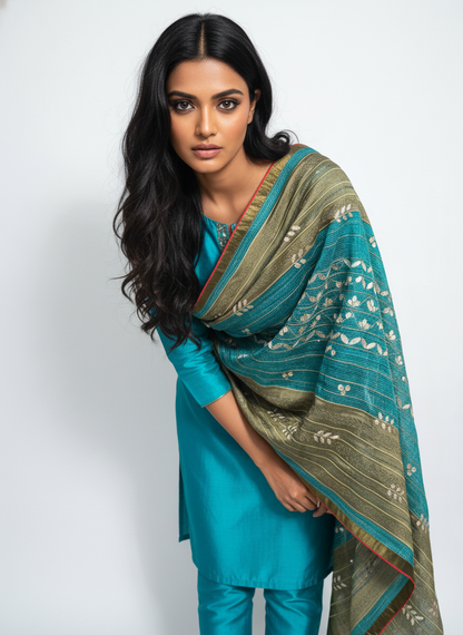 Formal silk gota embroidery Dupatta