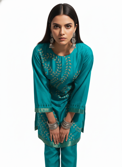 Semi Stitched silk cutwork applique Short Tunic