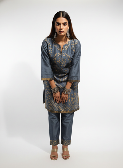 Semi Stitched silk cutwork applique Short Tunic