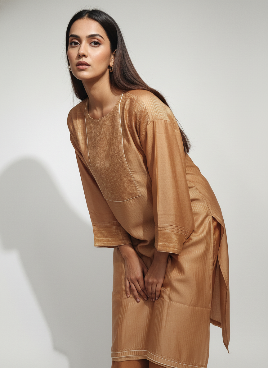 Semi Stitched Formal chanderi Kurta