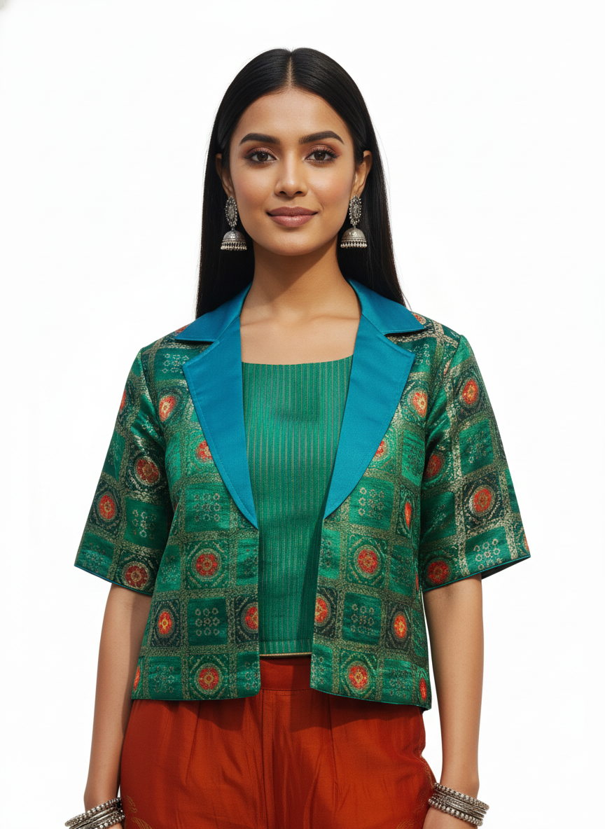 Indowestern chanderi formal coordset