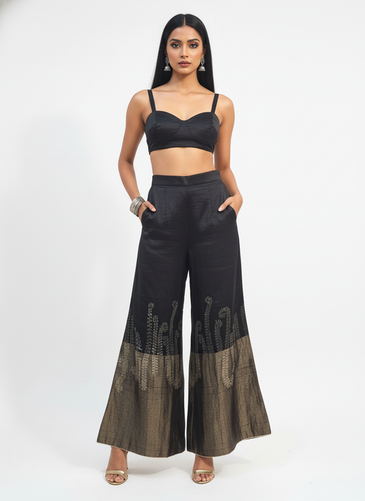 Formal Chanderi Zari embroidered Palazzo pant