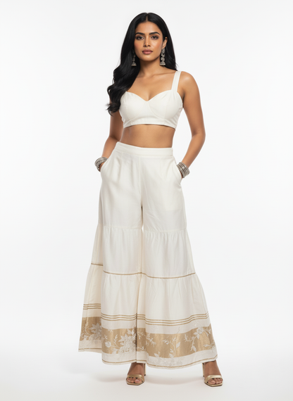 Formal chanderi Embroidered Palazzo pant