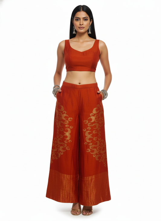 Formal chanderi Embroidered Palazzo pant