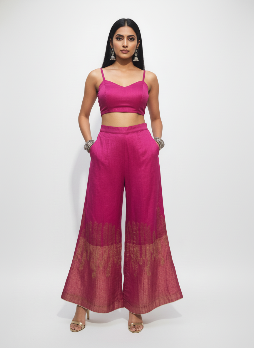 Formal chanderi Embroidered Palazzo pant