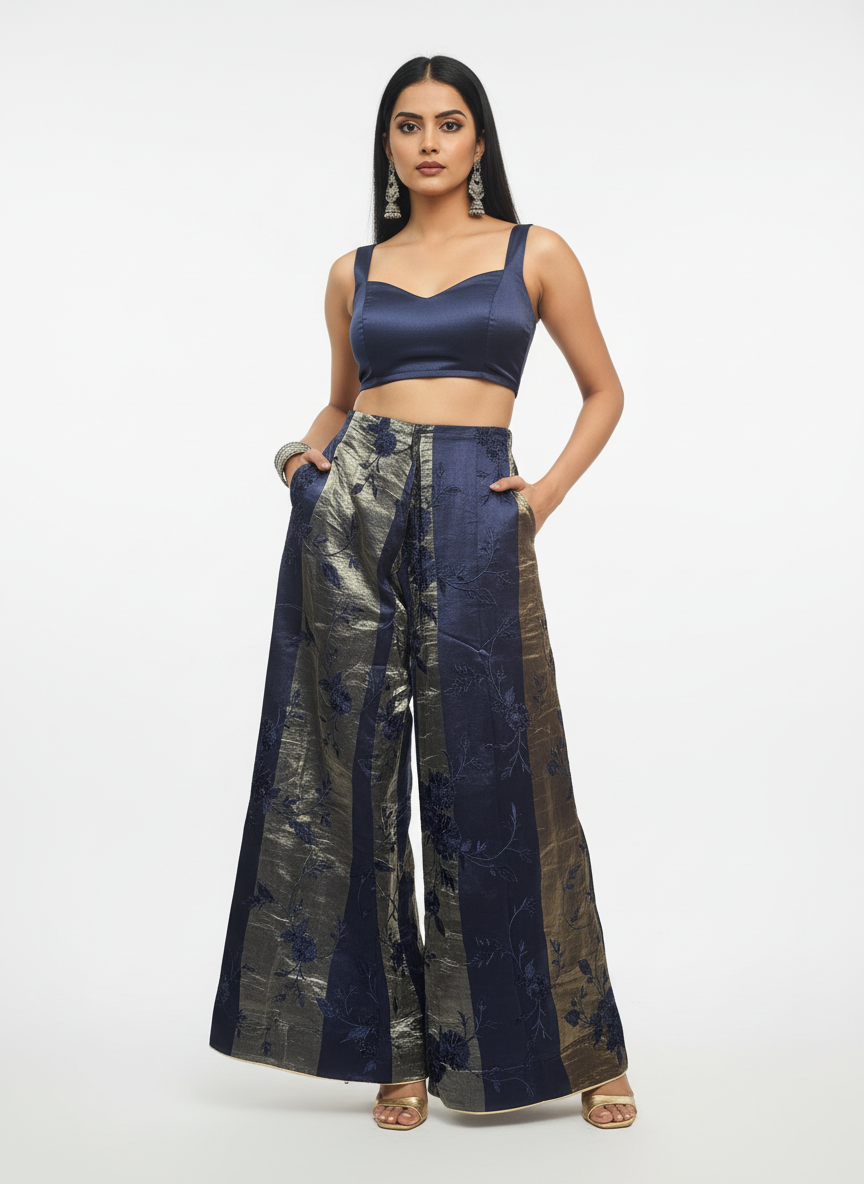 Formal chanderi Embroidered Palazzo pant