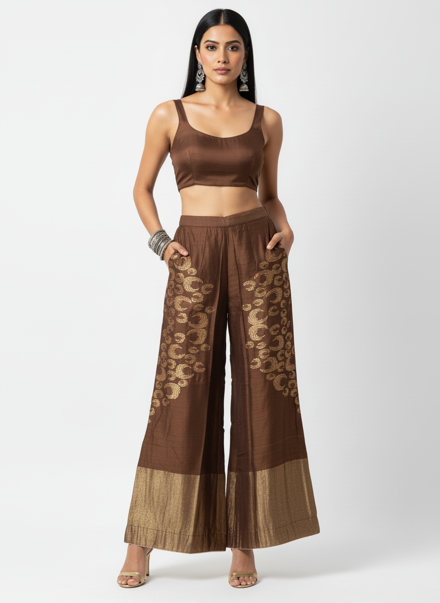 Formal chanderi Embroidered Palazzo pant