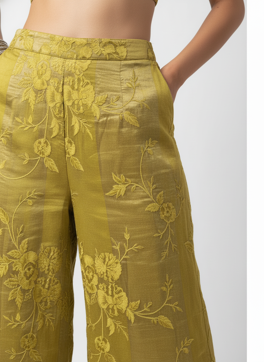 Formal chanderi Embroidered Palazzo pant