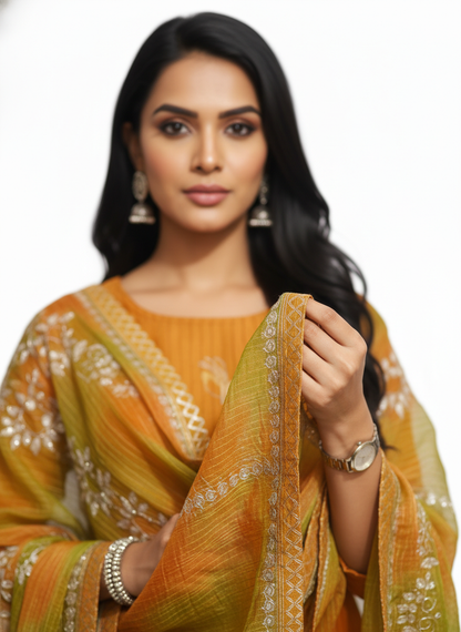 Semi Stitched Formal Chanderi Suitset