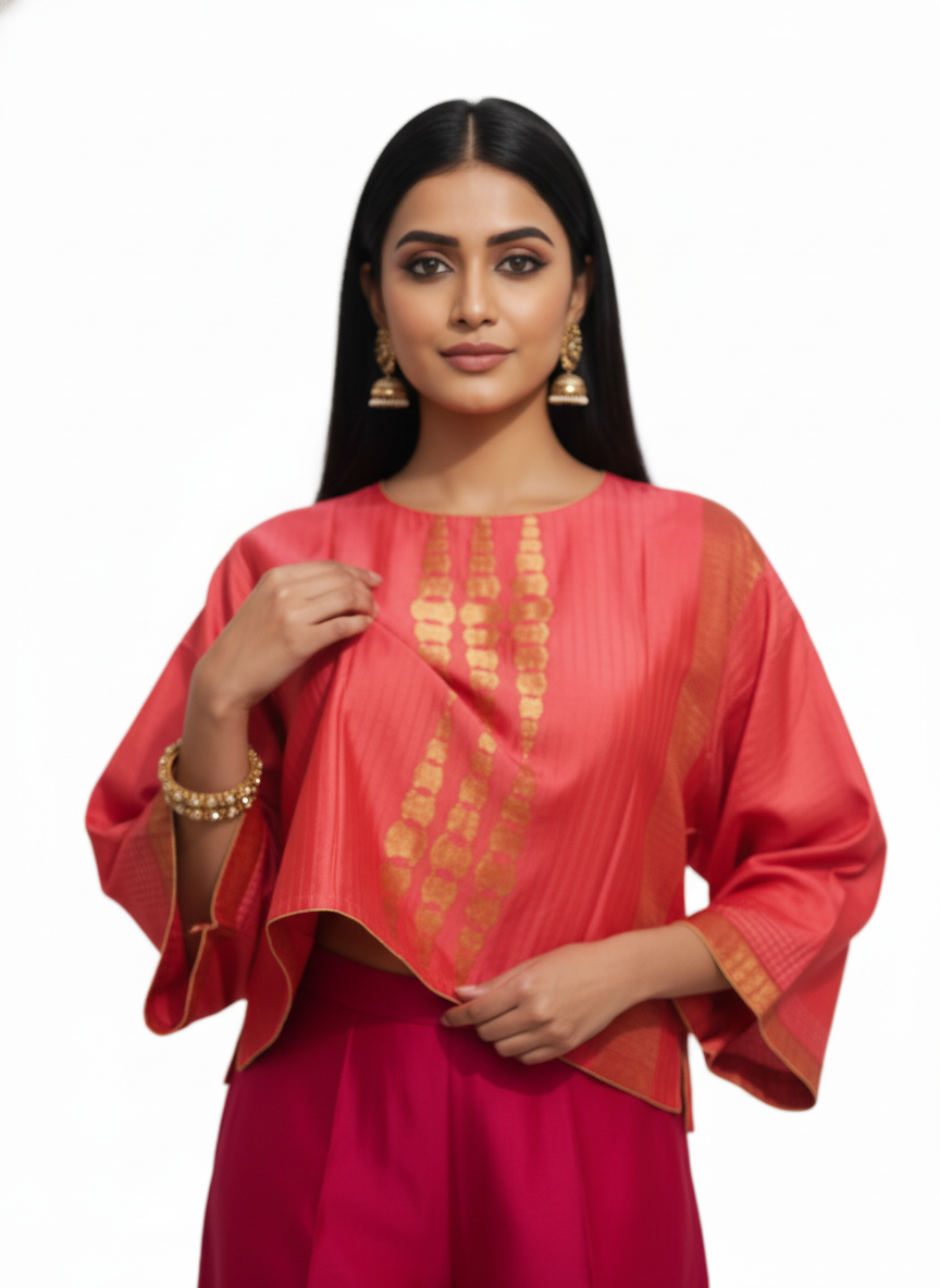 Indowestern chanderi formal coordset