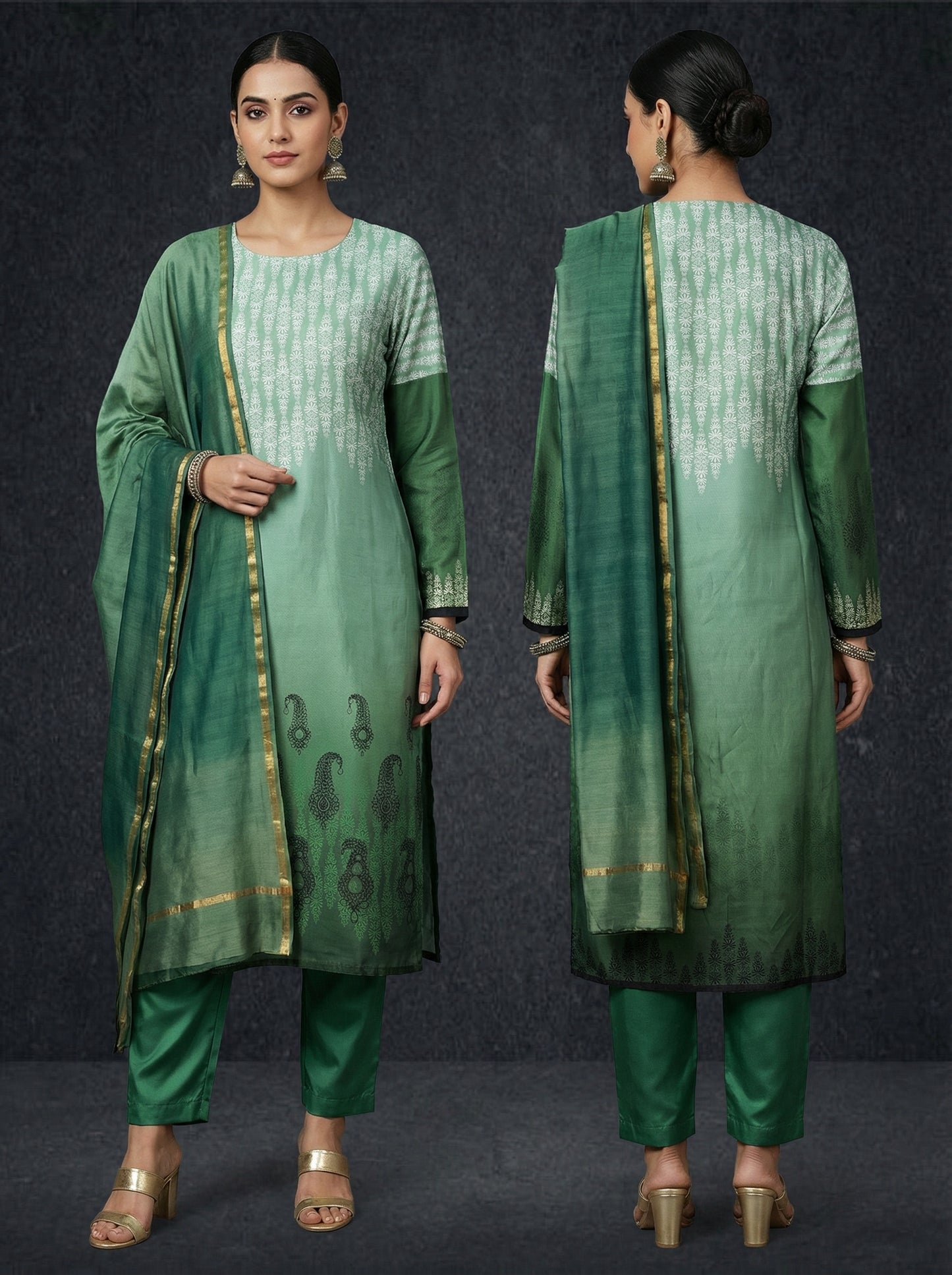 Semi Stitched Chanderi Casual Suitset