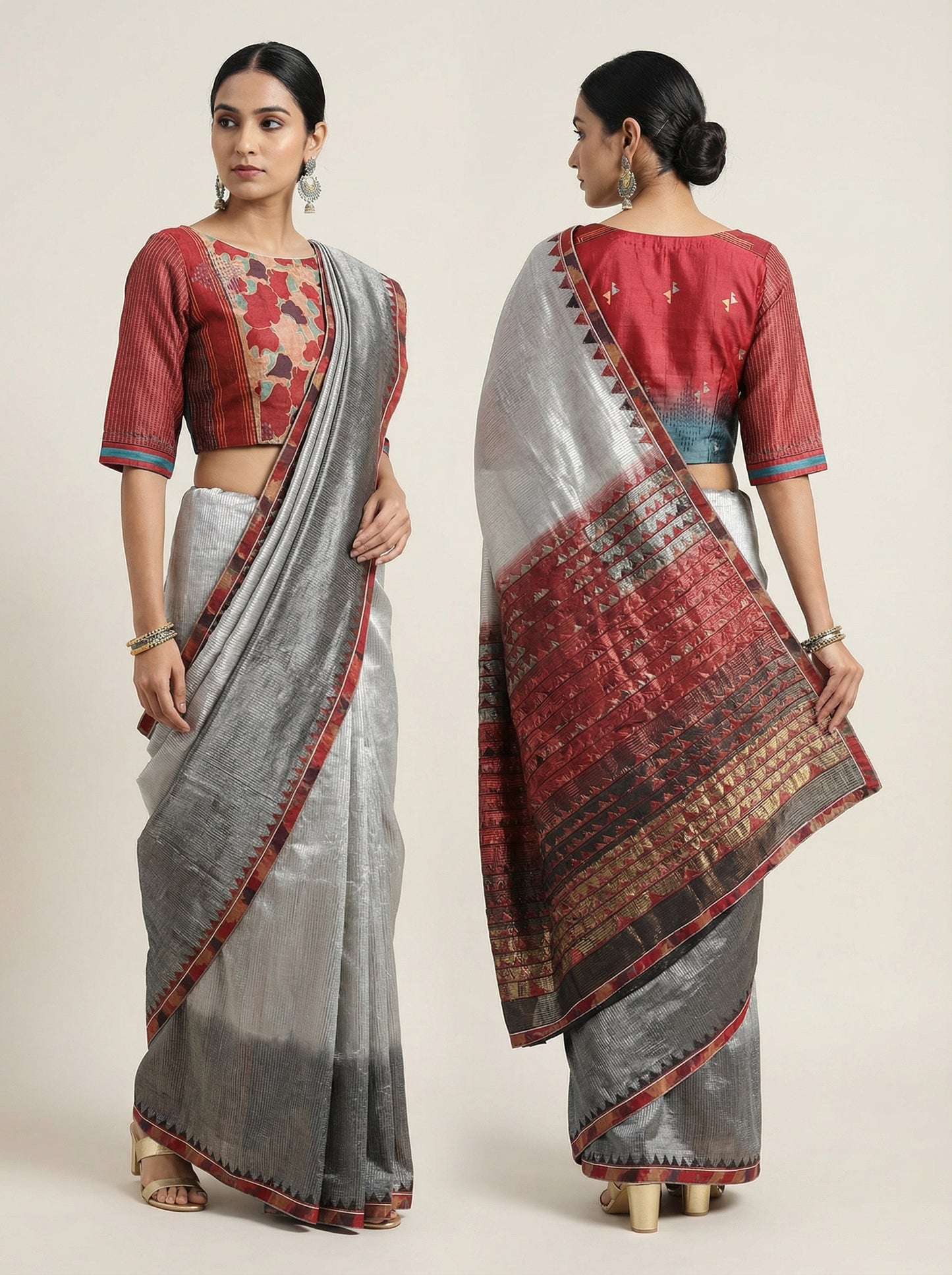Formal Chanderi Silk Ajrakh Saree