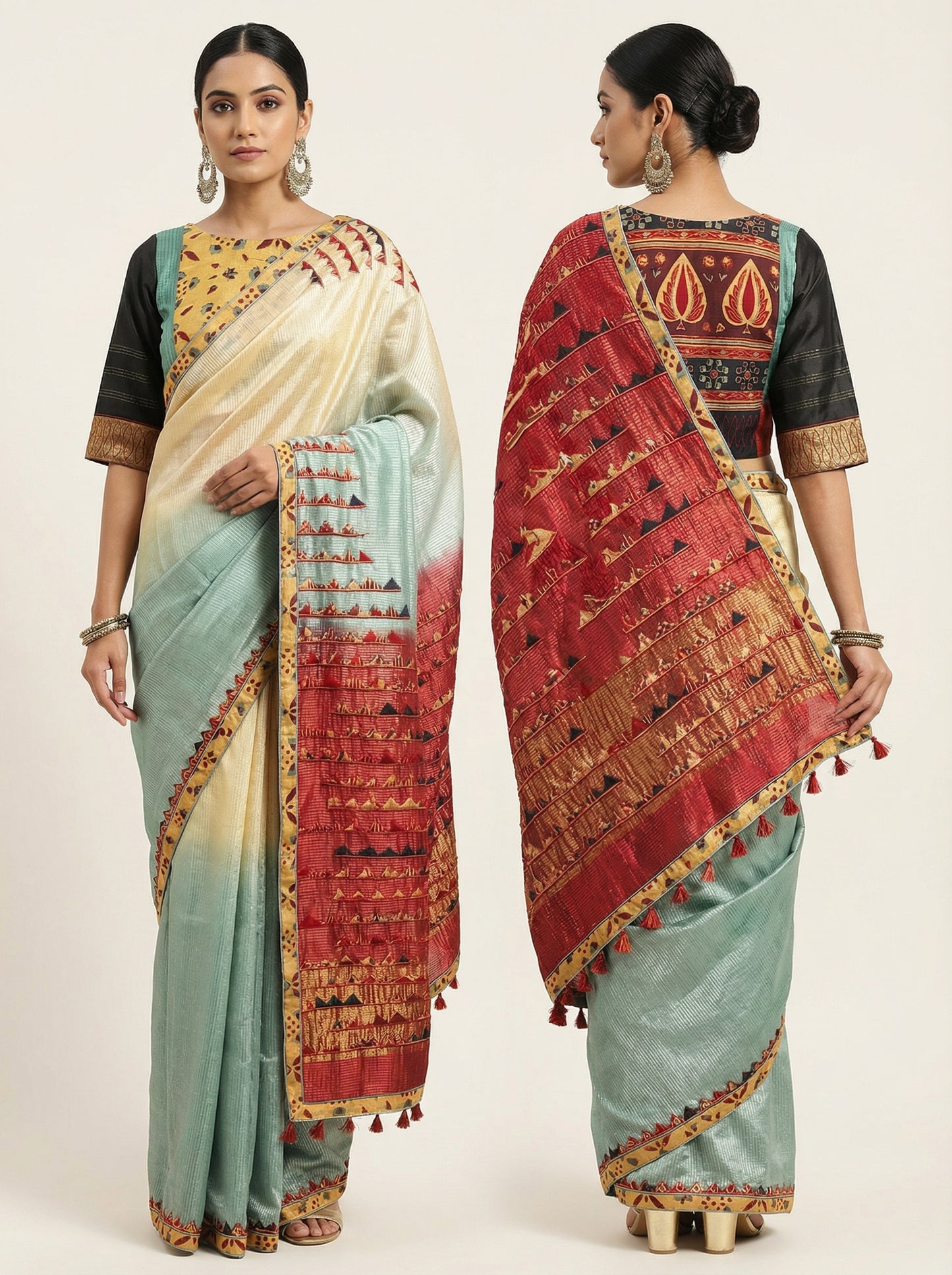 Formal Chanderi Silk Ajrakh Saree