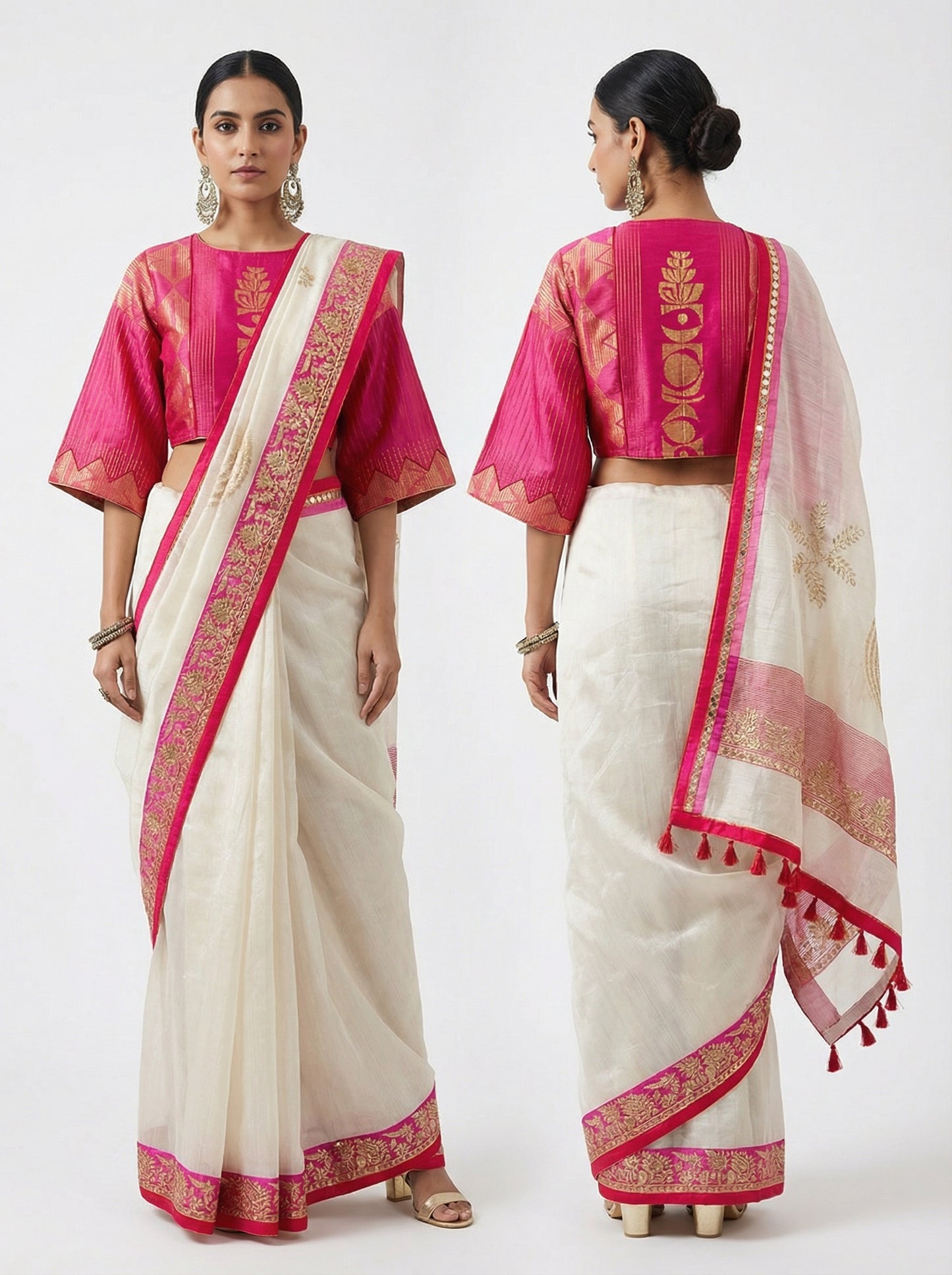 Formal Chanderi Zari Woven With Gota Saree
