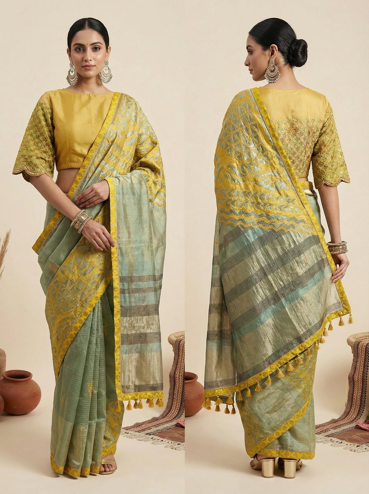 Formal Chanderi Silk With Katabh Saree