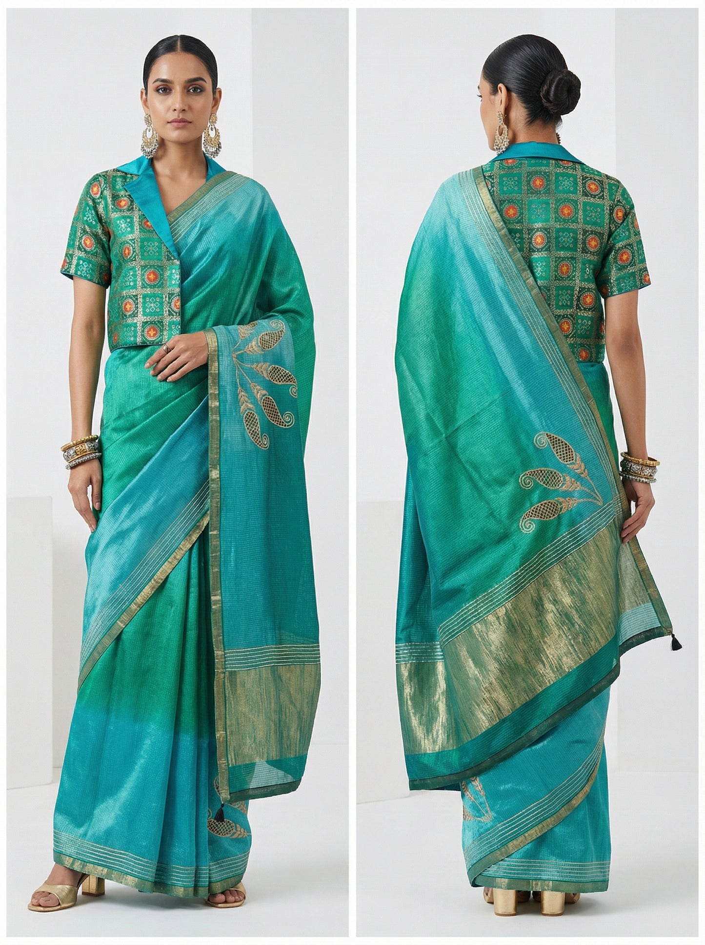Formal Silk Paisley Zardozi saree