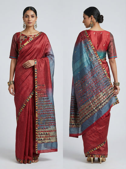 Formal Chanderi Silk Ajrakh Saree