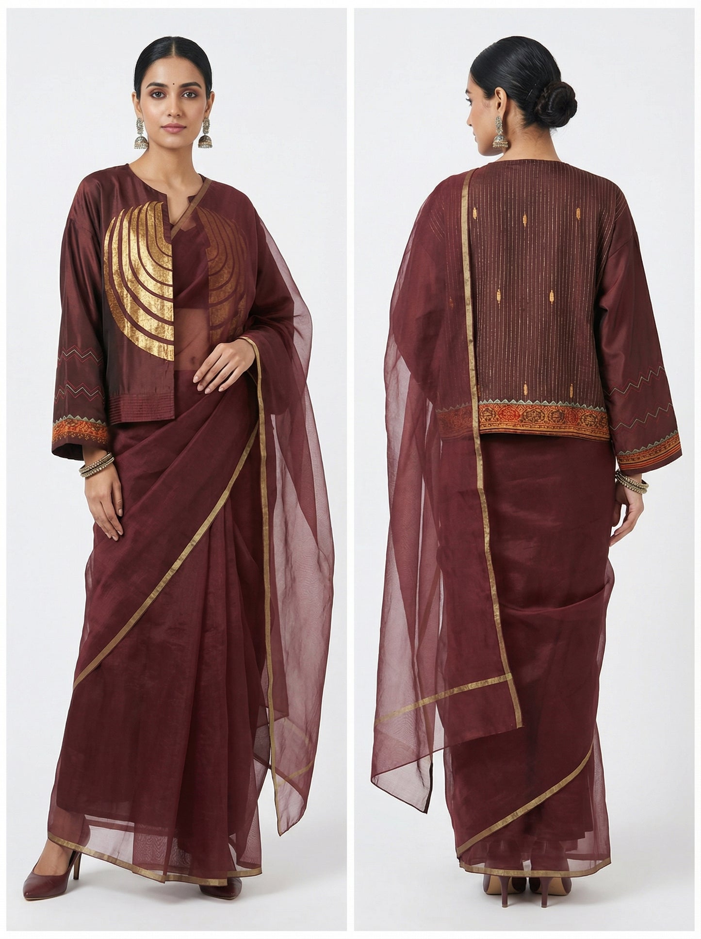 Semistitched Chanderi Ɓlouse Jacket