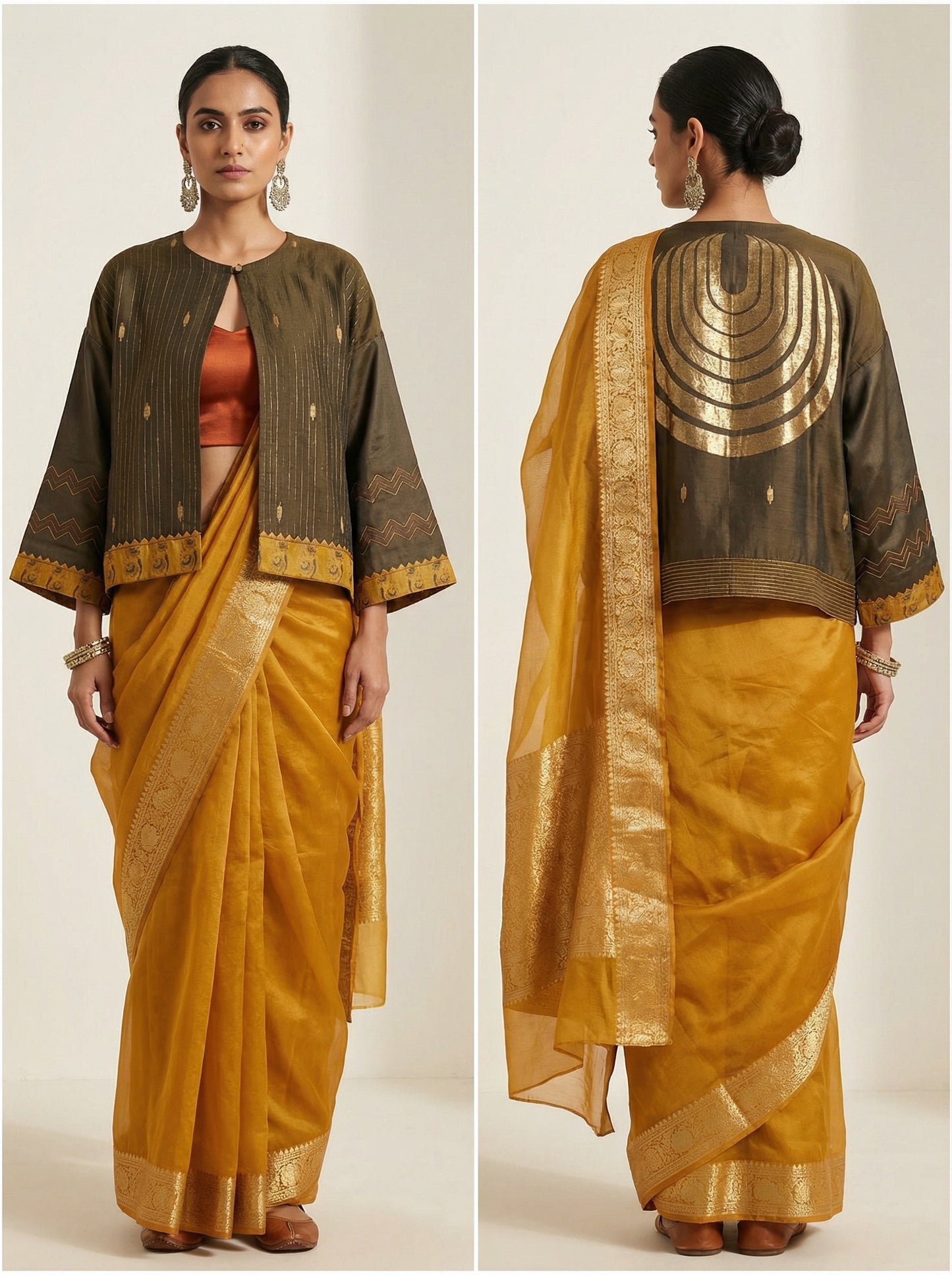 Semistitched Chanderi Ɓlouse Jacket