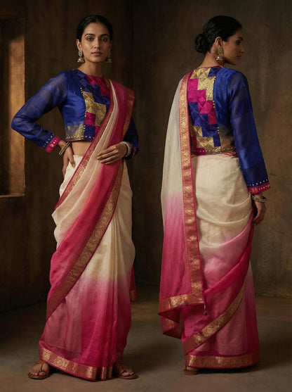 Semistitched Blouse with Fulkari Embroidery