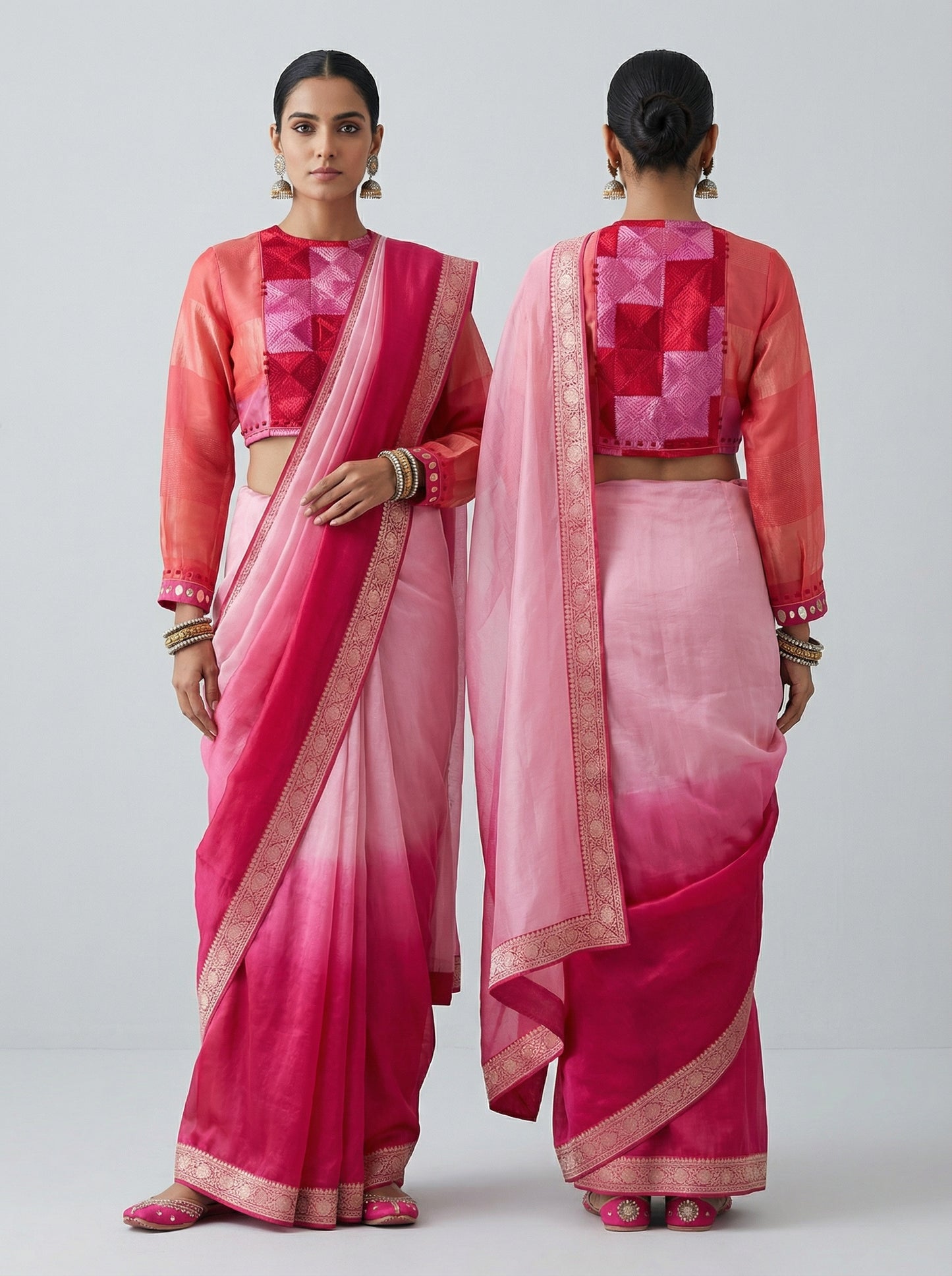 Semistitched Blouse with Fulkari Embroidery