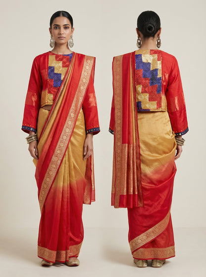 Semistitched Blouse with Fulkari Embroidery