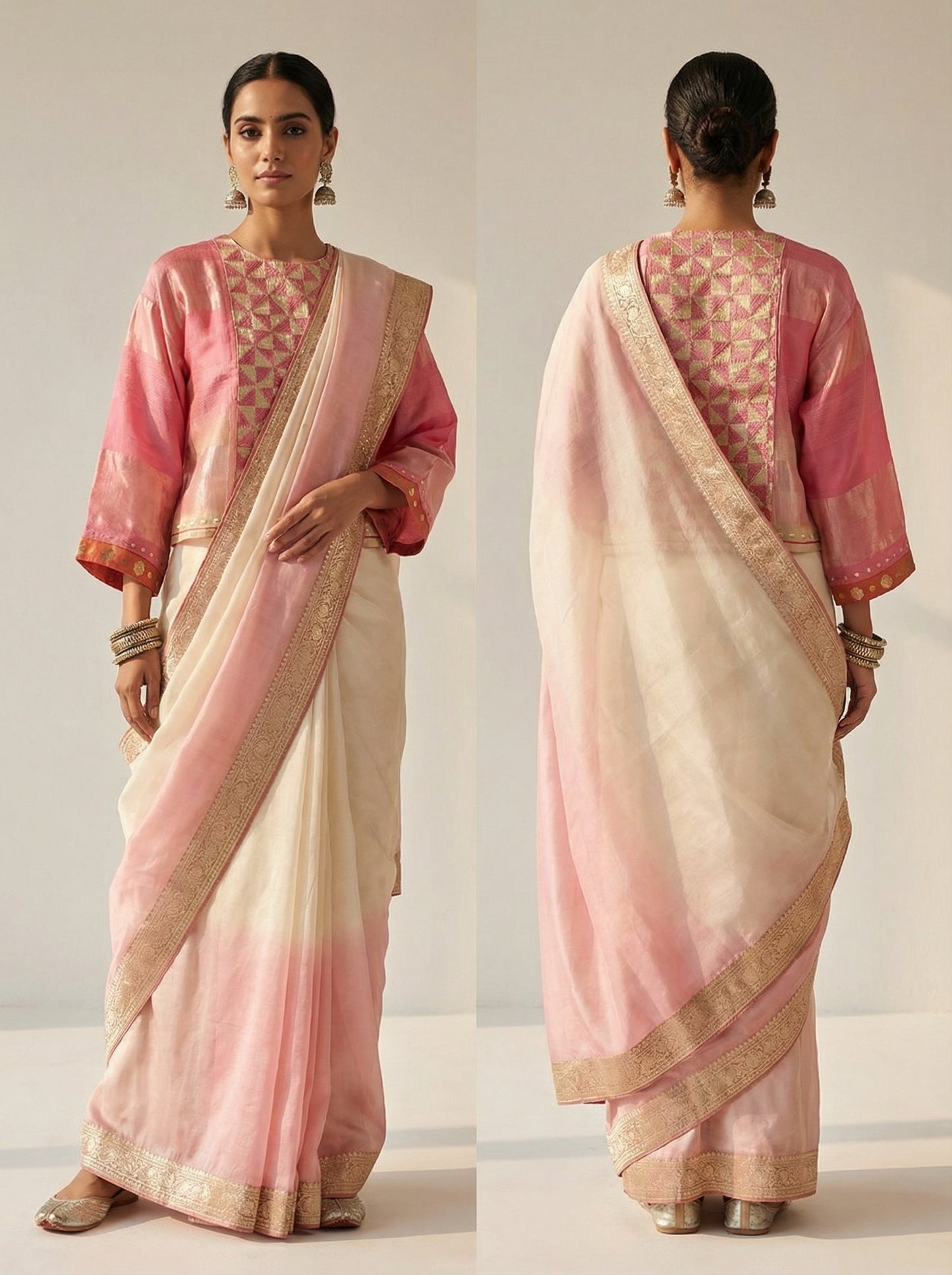 Semistitched Blouse with Fulkari Embroidery