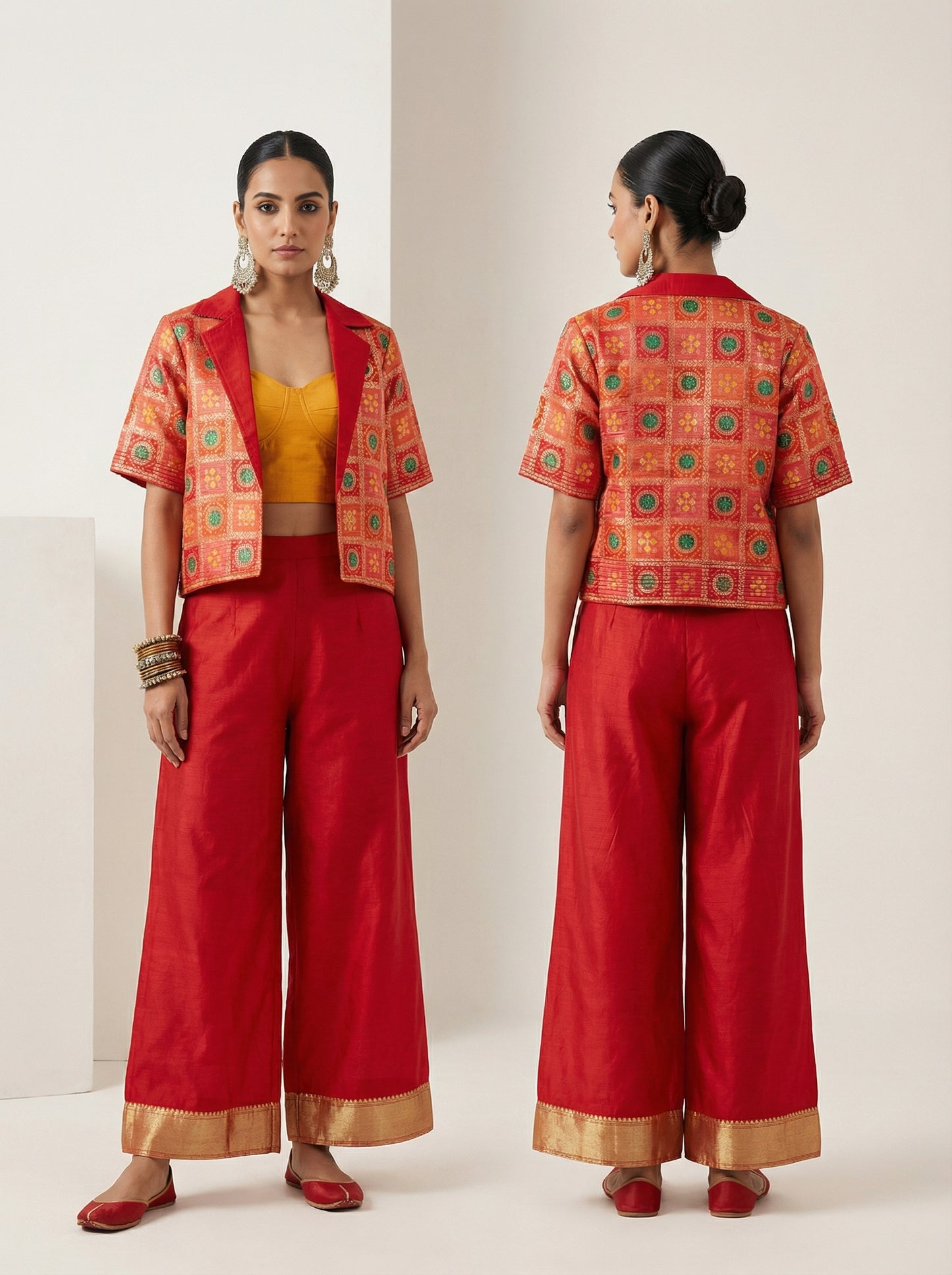 Formal Silk bandhani cropped Blazer blouse