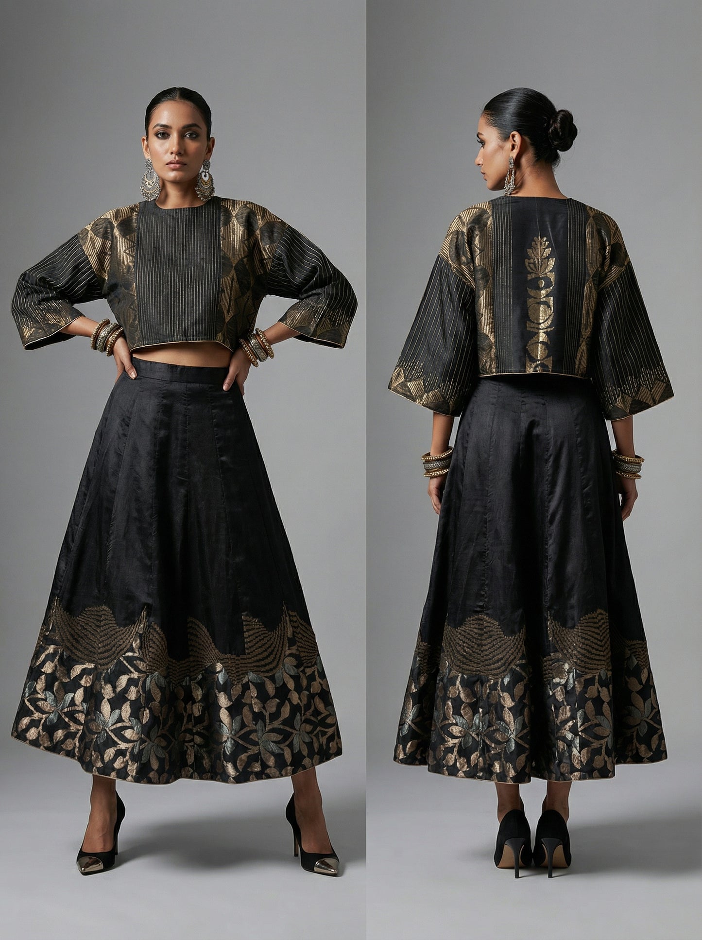 Semi stitched Formal Skirtset