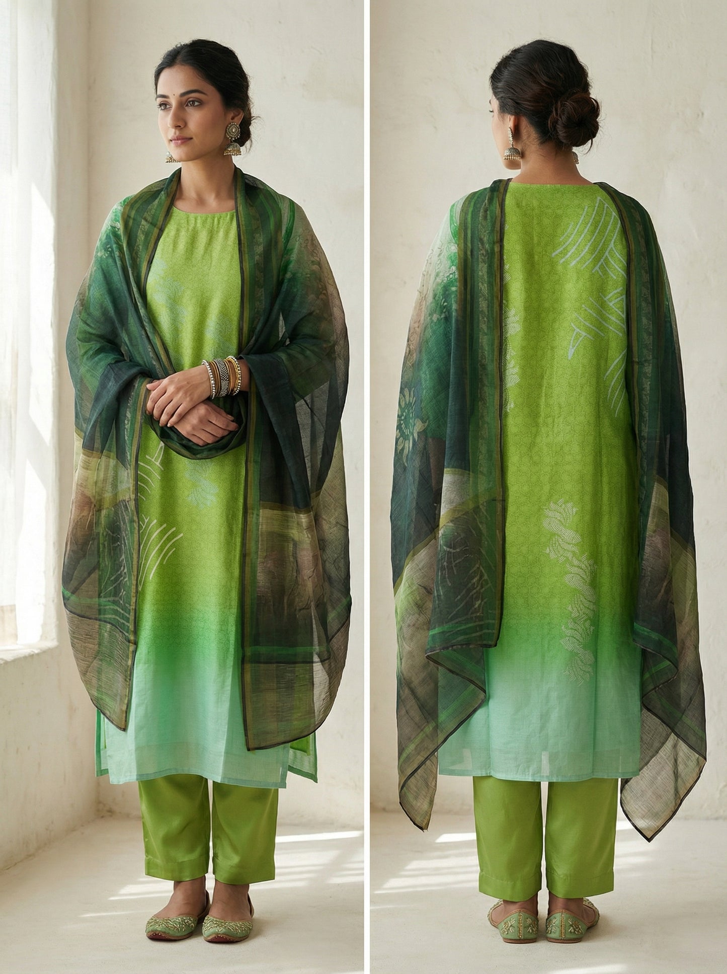 Semi Stitched Chanderi Casual Suitset