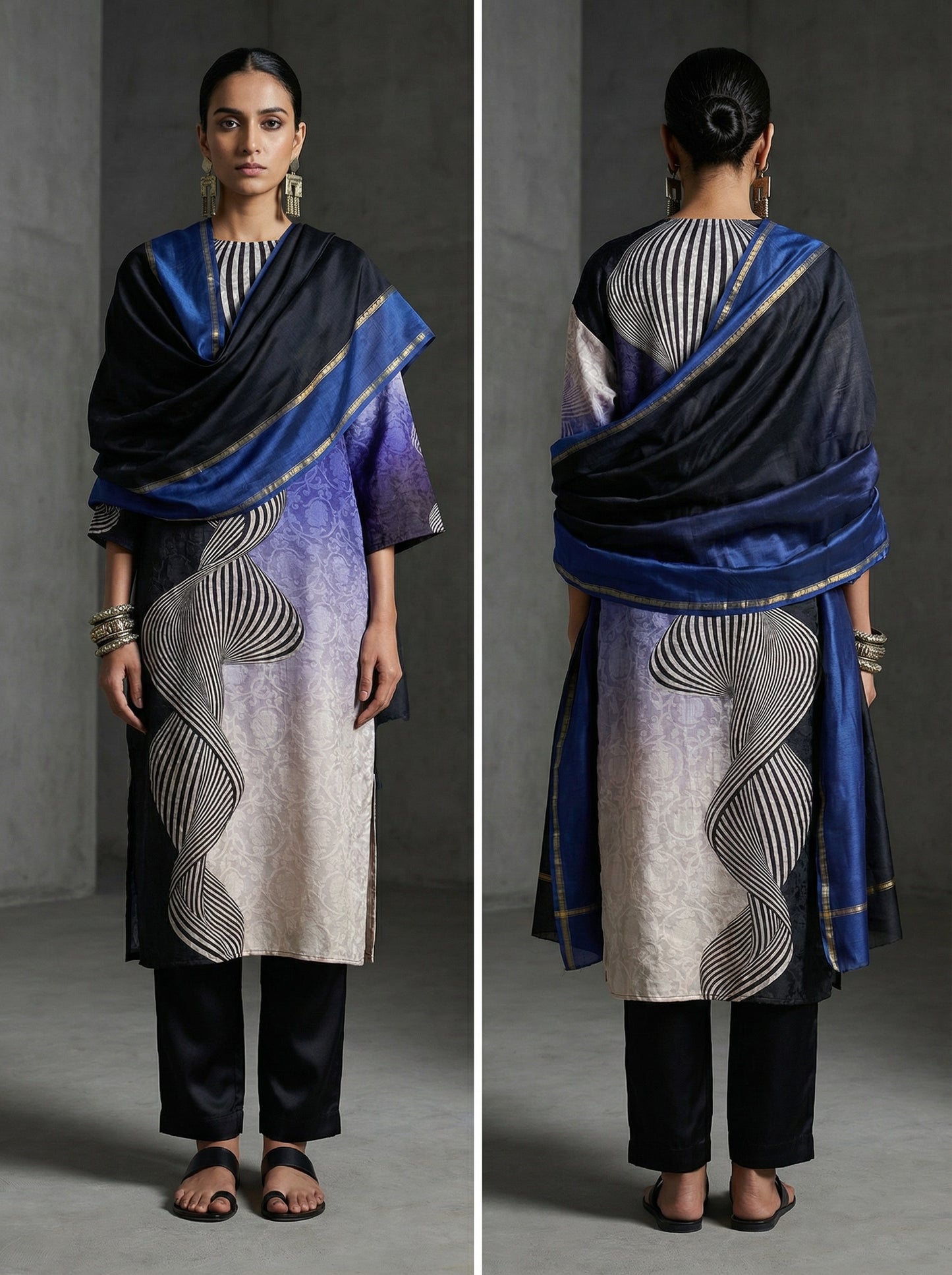 Semi Stitched Chanderi Casual Suitset