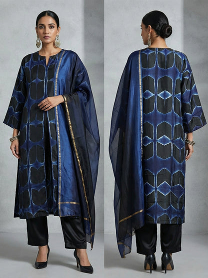 Semi Stitched Chanderi Casual Suitset