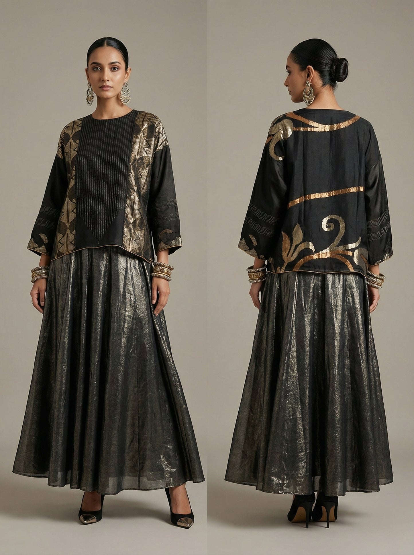 Semi stitched Formal Skirtset