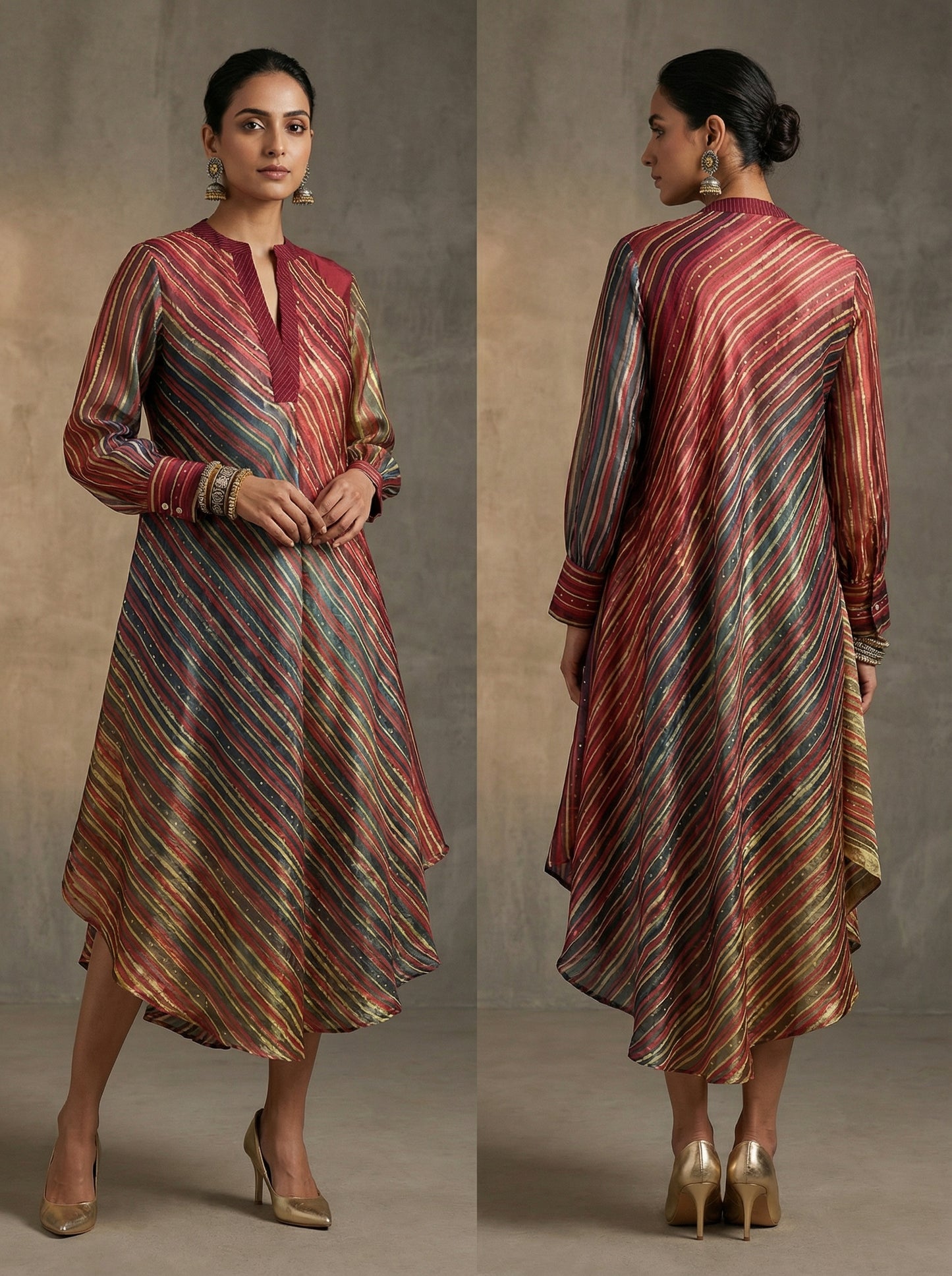Stitched silk dress