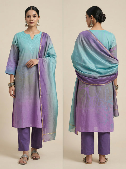 Semi Stitched Cotton lawn Suitset