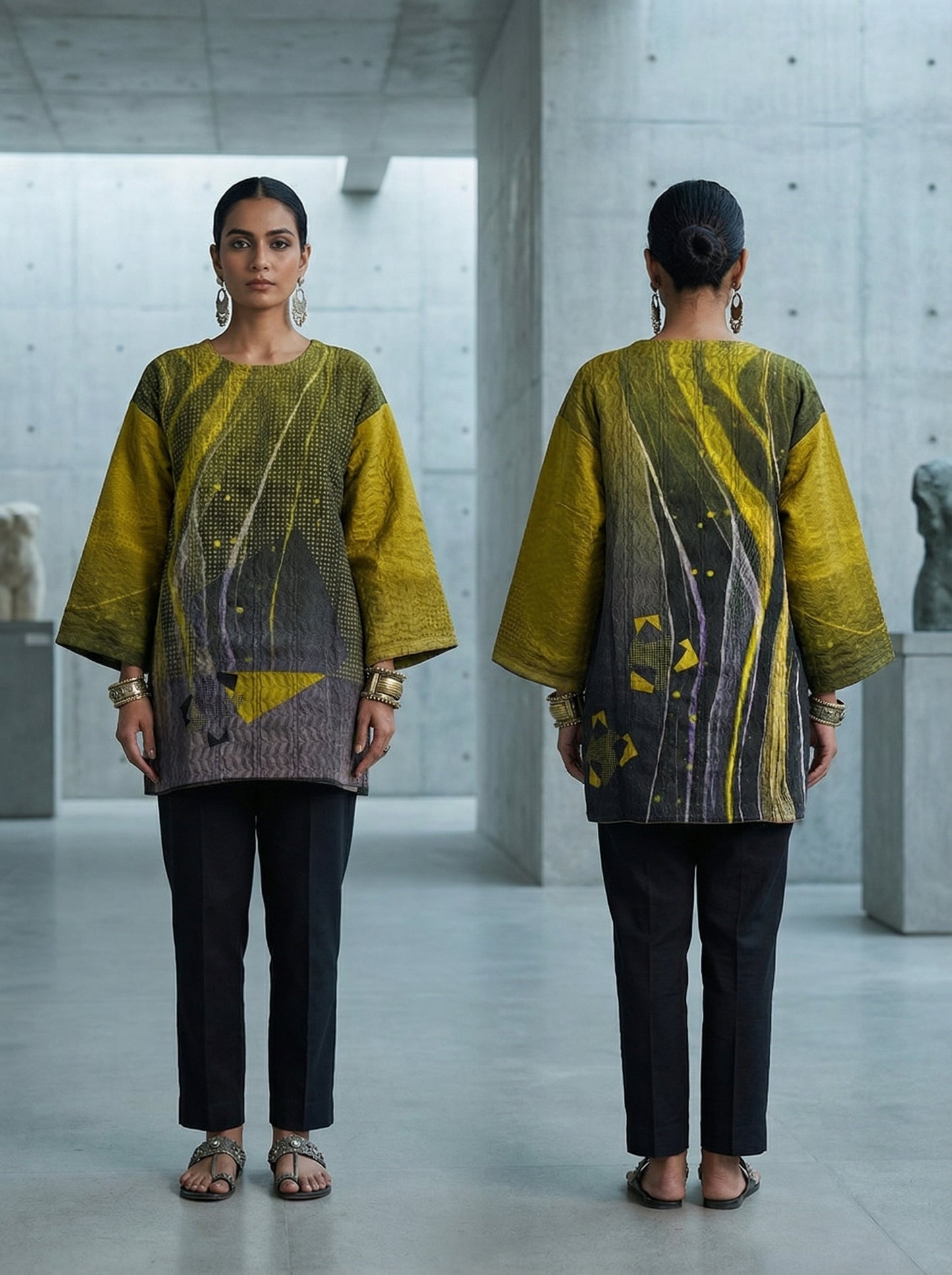 Semistitched Chanderi Digital Printed Short Tunic