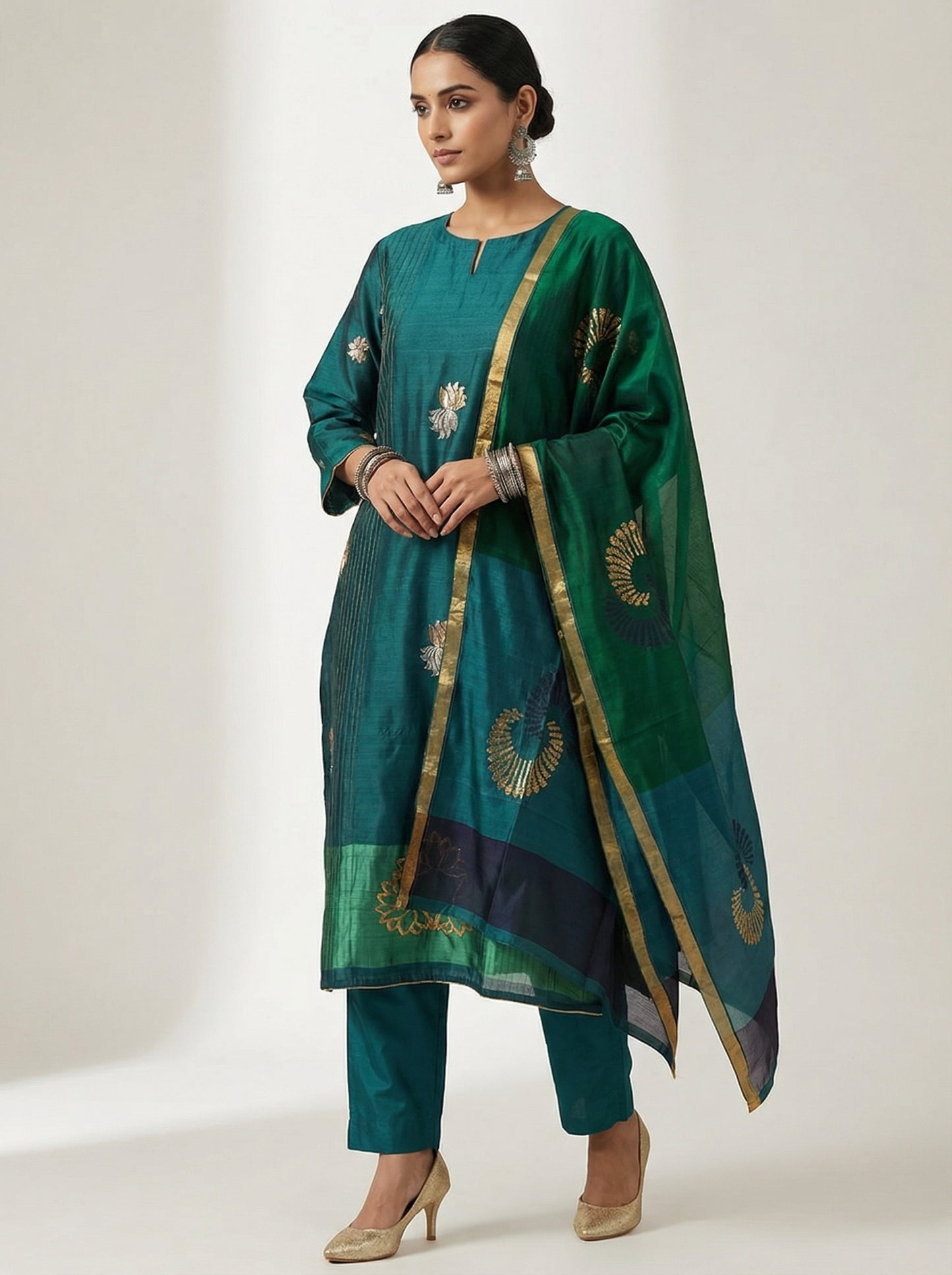 Semi Stitched Formal Chanderi Suitset