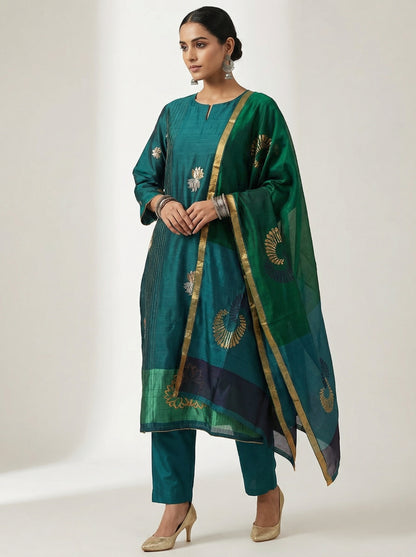 Semi Stitched Formal Chanderi Suitset