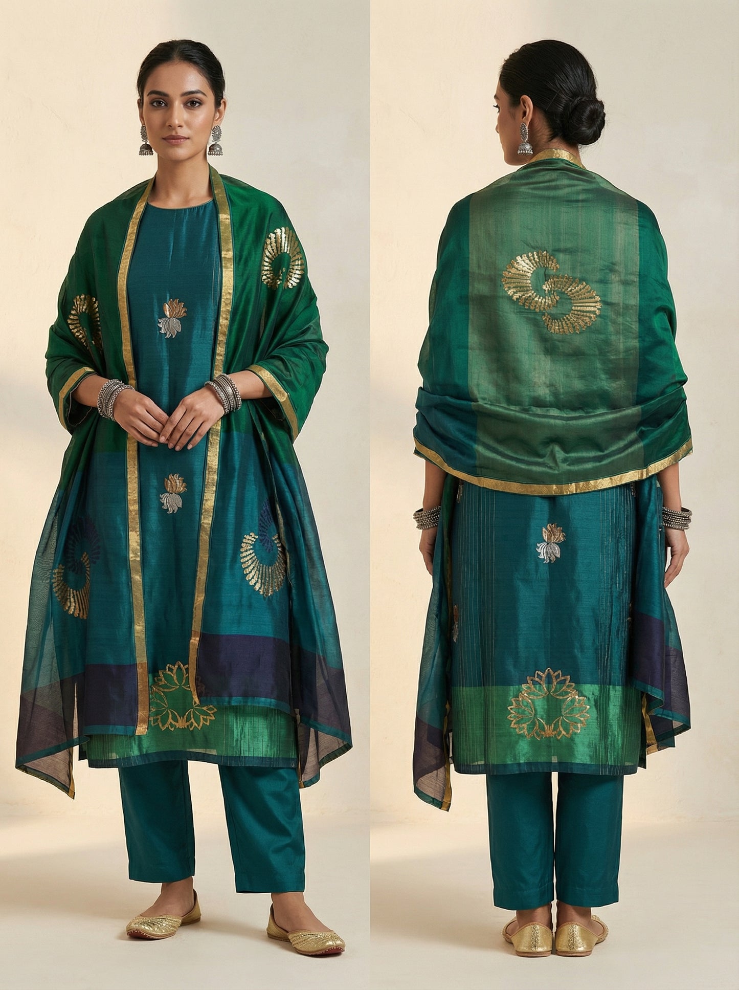 Semi Stitched Formal Chanderi Suitset